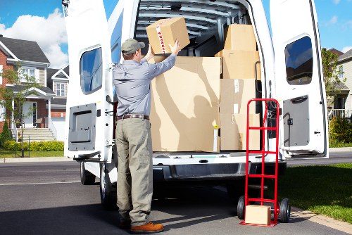 Packed boxes and furniture arranged for long-term storage in Nottinghill